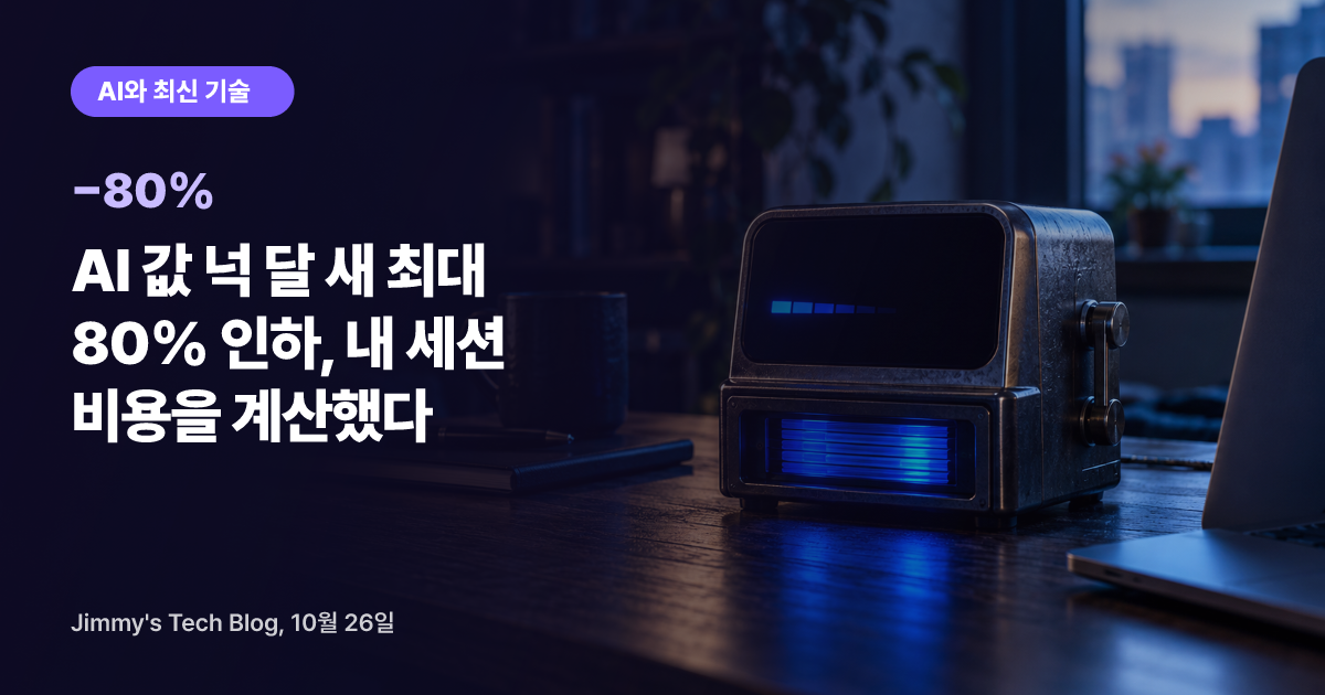 AI 값 넉 달 새 최대 80% 인하, 내 세션 비용을 계산했다